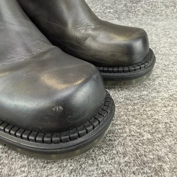 ✅Emanuele Crasto Boots Women's 39/8.5 Chunky Heel Mid Calf Grey Pull On Leather - Picture 8 of 11